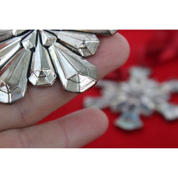 Gorham Ornament Set Silverplate Snowflakes Mini Pitcher Teapot Trio Storage Bag - Picture 9 of 16